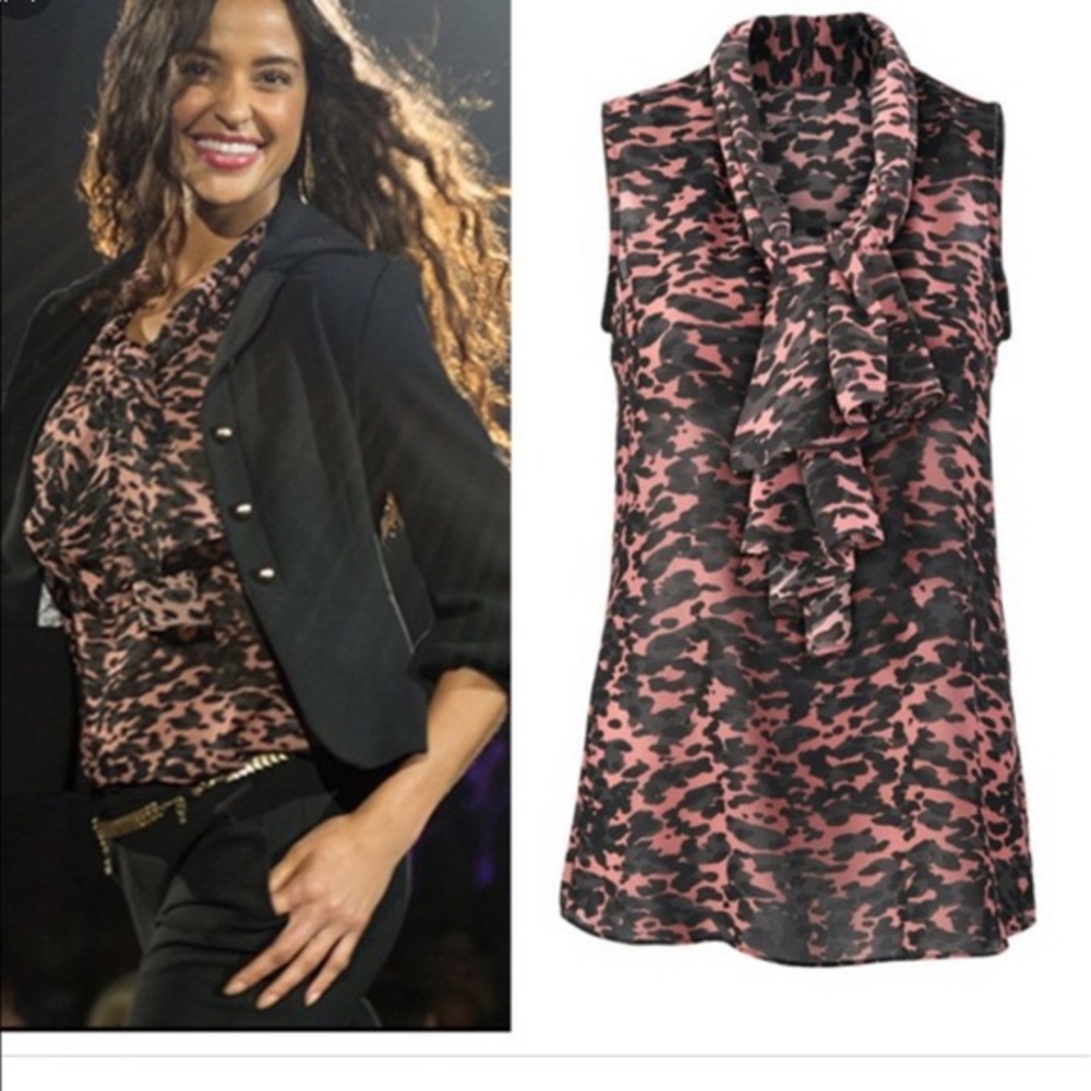 Cabi leopard print silk blouse